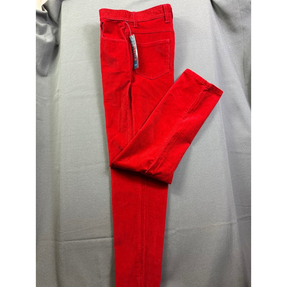 Bill Blass Jeans Red Corduroy Pants High Rise Straight Leg Stretch Size 8 NWT
